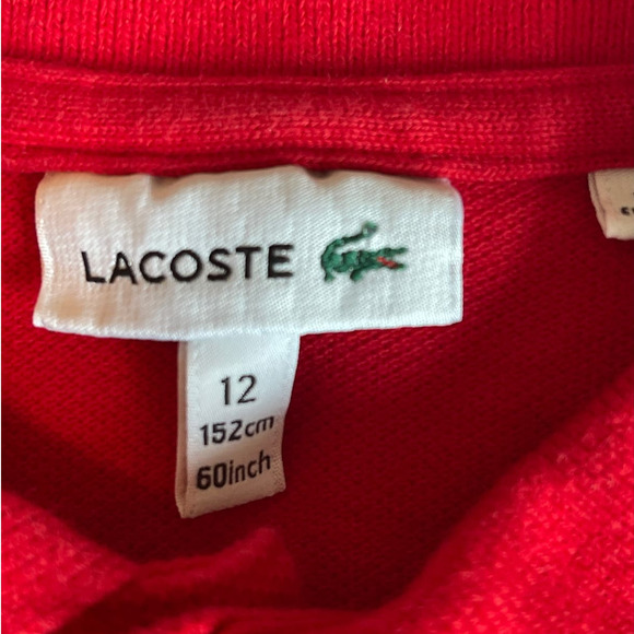 Lacoste Red Polo Shirt Youth Sz 12 Gently used - Picture 8 of 10